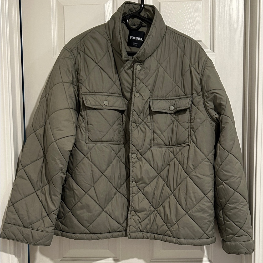 RSQ Men's Quilted Puffer Jacket - Olive